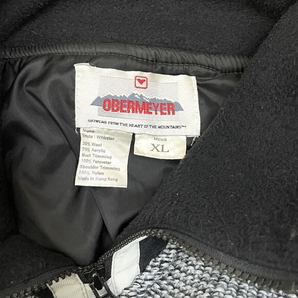 Obermeyer Whistler Pullover Sweater Jacket Mens XL Windbreaker Gray Red Wool - Picture 6 of 7